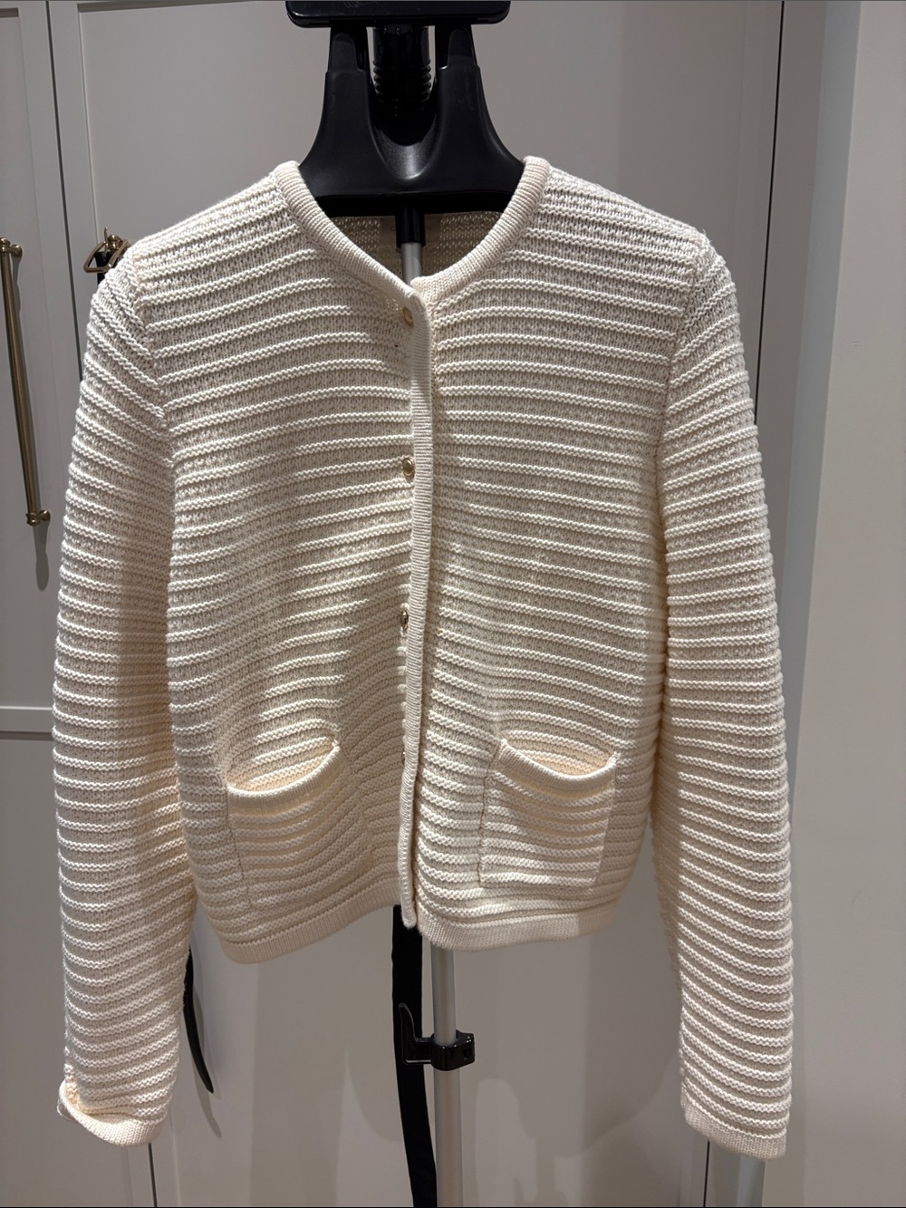 Nordstrom Cream Ribbed Knit Cardigan